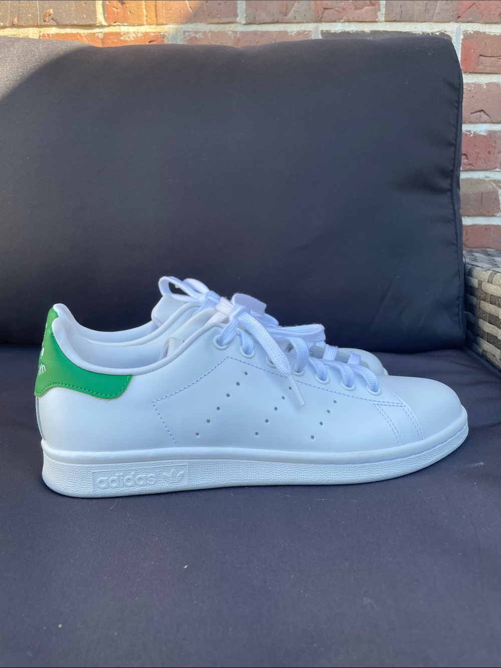 Adidas White Leather Sneakers with Green Heel